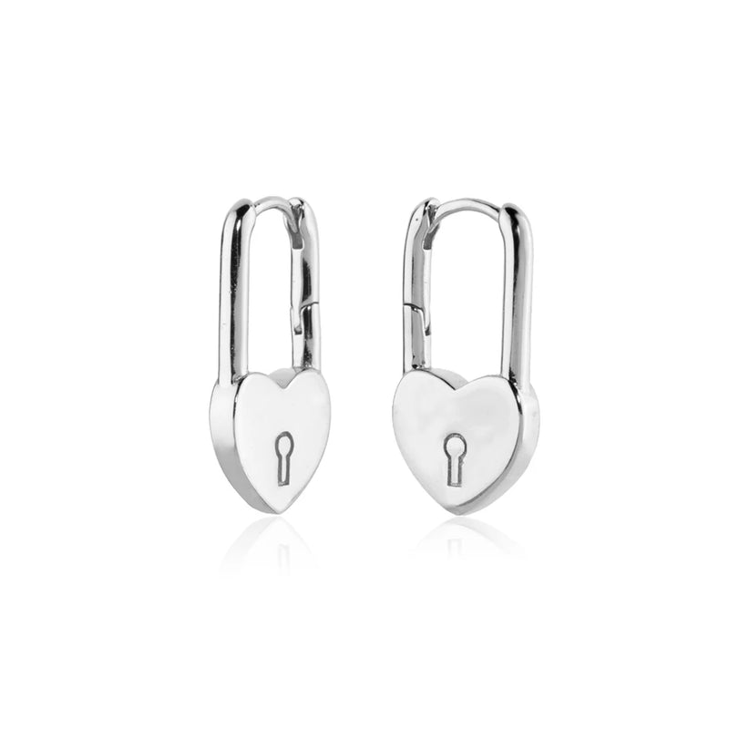 925 Silver Lock Coeur Hoops Piercing Heart Clips Jewelry