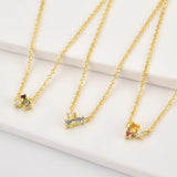 925 Silver Rainbow Zircon Necklace Crystal Jewelry