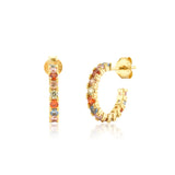 925 Silver Rainbow Zircon CZ Big Hoops Circle Earring