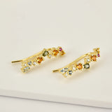 925 Silver Rainbow CZ Big Hoops Circle Earring Piercing