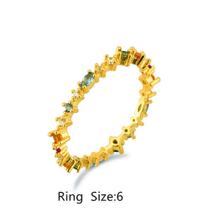 925 Silver Rainbow Zircon CZ Hoops Circle Earring Piercing