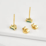925 Silver Small Zircon CZ Stud Earring Square Piercing Women Jewelry