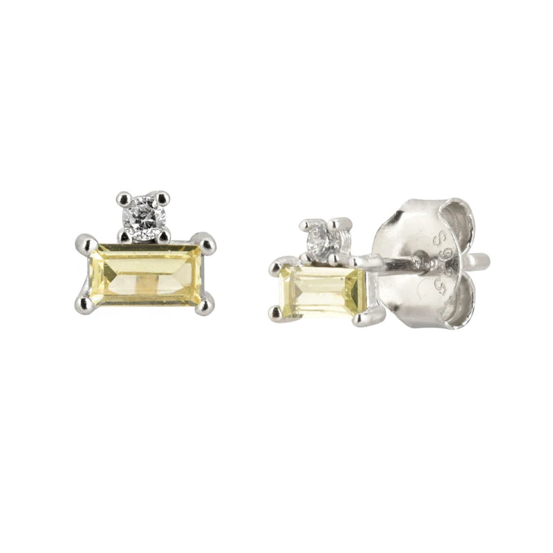 925 Silver Small Zircon CZ Stud Earring Square Piercing Women Jewelry