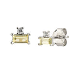 925 Silver Small Zircon CZ Stud Earring Square Piercing Women Jewelry