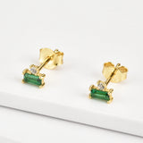 925 Silver Small Zircon CZ Stud Earring Square Piercing Women Jewelry