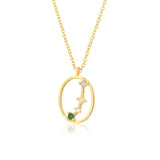 925 Silver Rainbow CZ Zodiacs Pendant Necklace Wedding Jewelry