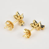 925 Silver Three Zircon Purple Stud Earring Women Jewelry