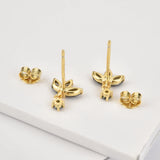 925 Silver Three Zircon Purple Stud Earring Women Jewelry