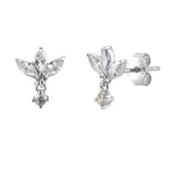 925 Silver Zircon Turquoise Stud Earrings Crystal Piercing
