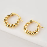 925 Sterling Silver Twist Ovals Hoops Clips Circle Piercing Jewelry