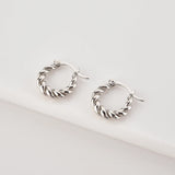 925 Sterling Silver Twist Ovals Hoops Clips Circle Piercing Jewelry