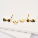 Sterling Silver Zircon Stud Earring Ovals Mini Small Women Piercing