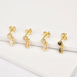 Sterling Silver Zircon Stud Earring Ovals Mini Small Women Piercing