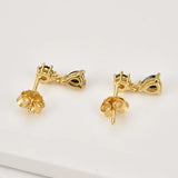 Sterling Silver Zircon Stud Earring Ovals Mini Small Women Piercing