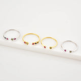 925 Silver Zircon Rainbow Punk Resizable Rings Women Jewelry