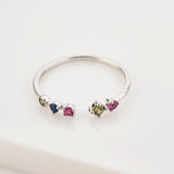925 Silver Zircon Rainbow Punk Resizable Rings Women Jewelry