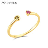 925 Silver Zircon Rainbow Punk Resizable Rings Women Jewelry