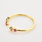 925 Silver Zircon Rainbow Punk Resizable Rings Women Jewelry
