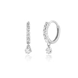 Sterling Silver Purple Star Pendant Zircon Hoop Earrings
