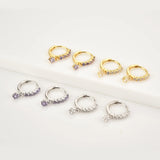 Sterling Silver Purple Star Pendant Zircon Hoop Earrings