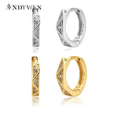 925 Silver Punk Hoops Earrings with CZ Zircon