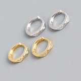 925 Silver Punk Hoops Earrings with CZ Zircon