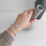 925 Sterling Silver Horoscope Round Queen Chain Bracelet Women Rock Punk Bangle