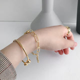 925 Sterling Silver Horoscope Round Queen Chain Bracelet Women Rock Punk Bangle