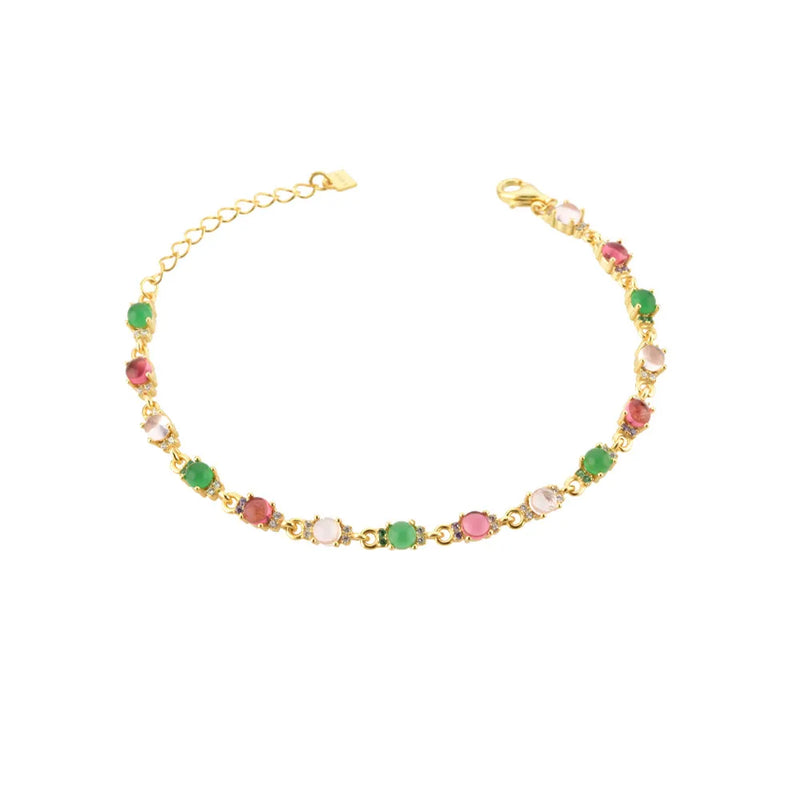 925 Silver Lofoten Island Rainbow CZ Chain Bracelet Women Fine Jewelry