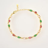 925 Silver Lofoten Island Rainbow CZ Chain Bracelet Women Fine Jewelry