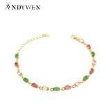 925 Silver Lofoten Island Rainbow CZ Chain Bracelet Women Fine Jewelry