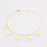 925 Sterling Silver Charm Coins Chain Bracelet Women Jewelry