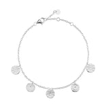 925 Sterling Silver Charm Coins Chain Bracelet Women Jewelry