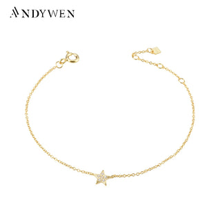 925 Silver Starry Sky Sparkle Star CZ Zircon Chain Bracelet Women Jewelry