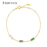 925 Silver Zircon Charms Bracelet Chain Jewelry