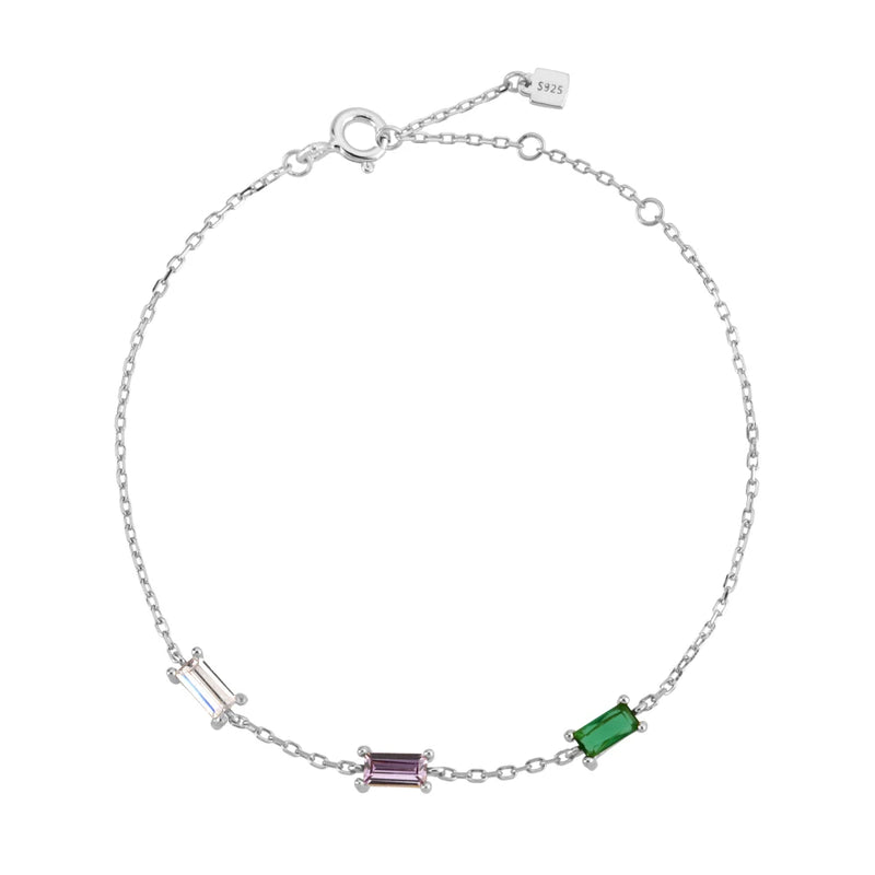925 Silver Purple Zircon Bracelet Rock Punk Wedding Jewelry