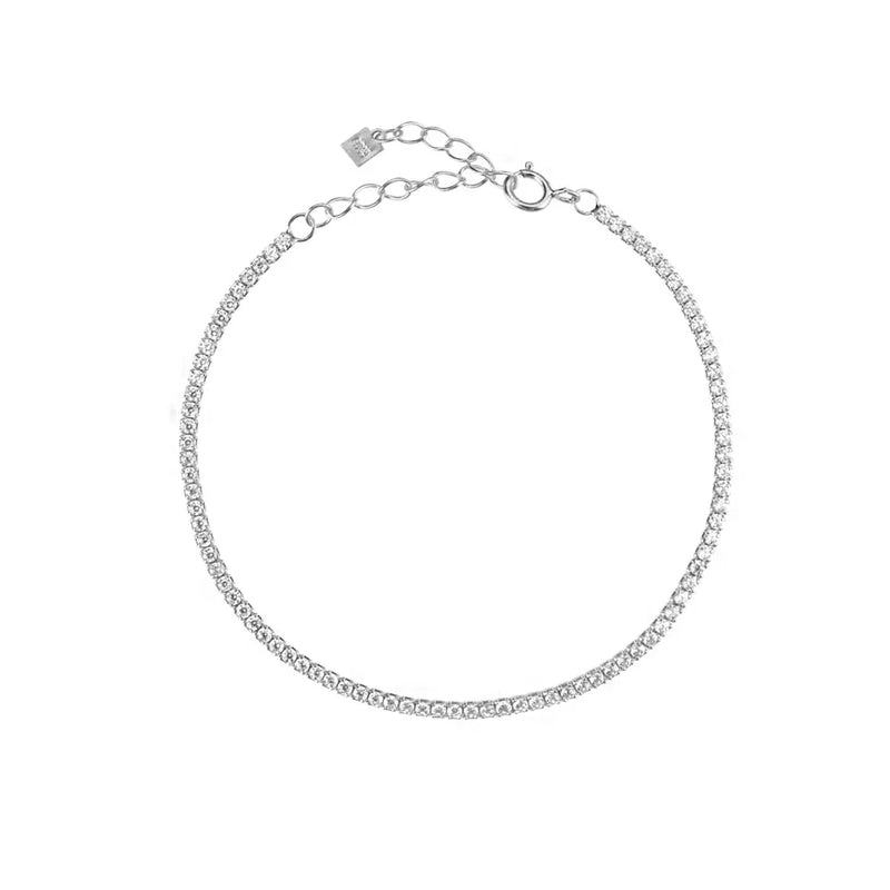 925 Silver Clear Stone Bracelet Bangle Women Punk Wedding Gift