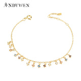 925 Silver Colorful Zircon CZ Charm Bracelet Chain Jewelry
