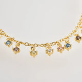 925 Silver Colorful Zircon CZ Charm Bracelet Chain Jewelry