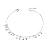 925 Silver Colorful Zircon CZ Charm Bracelet Chain Jewelry