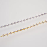 925 Silver Purple Zircon Charm Chain Bracelet Women CZ Jewelry