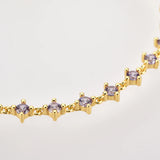 925 Silver Purple Zircon Charm Chain Bracelet Women CZ Jewelry