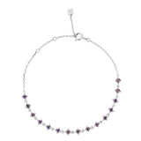 925 Silver Purple Zircon Charm Chain Bracelet Women CZ Jewelry