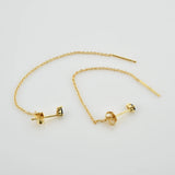 925 Silver Chain Stud Earring CZ Zircon Piercing Fine Jewelry