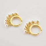 925 Silver Pearl Charm Hoops Earrings Women Jewelry Wedding Party