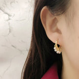 925 Silver Pearl Charm Hoops Earrings Women Jewelry Wedding Party