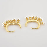 925 Silver Pearl Charm Hoops Earrings Women Jewelry Wedding Party