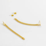 925 Silver CZ Stud Earring Locker Chain Piercing Spring Jewelry Gift