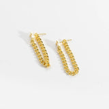 925 Silver CZ Stud Earring Locker Chain Piercing Spring Jewelry Gift