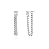 925 Silver CZ Stud Earring Locker Chain Piercing Spring Jewelry Gift